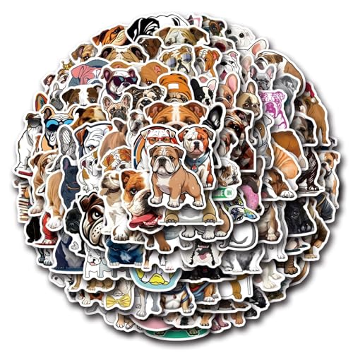 Bulldog Stickers voor tieners en volwassenen, 100 stuks, Franse Bulldog Honden, Vinyl Sticker Set, Auto, Motorfiets, Fiets, Skateboard, Snowboard, Bagage, Laptop, Koffer, Helm, Motorfiets, Computer