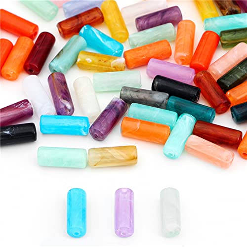 20 st. Long Acryl Tube Kralen Kralen Gekleurd Losse Kralen Vintage Kralen voor DIY Handgemaakte sieraden maken, Vakantie Decoraties, 8mm x 20mm, Threading Hole 2mm, gemengde kleur