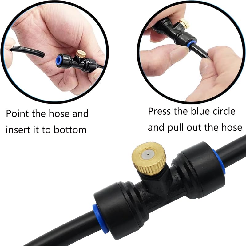 Water mist spray systeem, water mist koeling, spray koeling Kit met 5 m slang, 10 mist nozzles, 10 mist zitje en 5 eindstops (zwart) 3