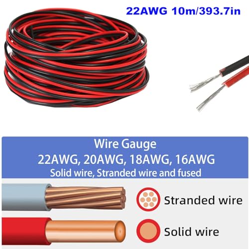 Verpakking van 10 LED Strip Connectors, 2-pins, 10 mm met 32.81 voet 22 AWG Kabel, Schroef Terminal Block, 2-pins, 10 mm Connector met Schroevendraaier, voor 5-24 V LED Strip Verlichting 3