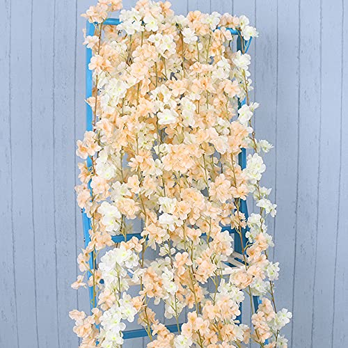 1 stuk kunstmatige kersen Blossom Garlands bloemen krans bloemen Vine zijde bloemen Garlands hangen kunstbloemen Garland decoratie voor bruiloft partij Startpagina Tuin boog muren 256