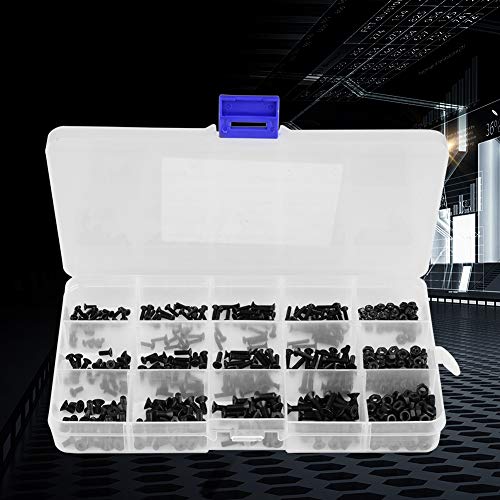 480Pcs/Set Black Hexagonal Socket Hexagonal Head Countersunk Bolts Schroefmoer Assortiment Kit, Carbon Steel M2 M2.5 M3 3