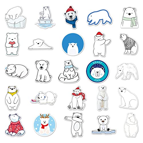 Polar Bear Sticker Set Stickers Kinderen Tieners 50 stuks Dieren Waterdicht Vinyl Decals Laptop Skateboard Kofferhelm Autofiets mobiele telefoon Motorrijwiel Bike Scrapbook Cadeau dagboek Cups
