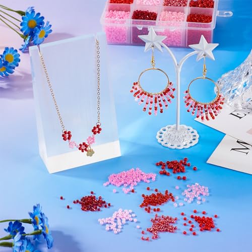 160G rood en roze glas zaad kralen 2mm ronde ambachten zaad kralen 12/0 glas zaad kralen glanzend zaad kralen bulk voor levering ambachtelijke armband ketting oorbellen sieraden maken