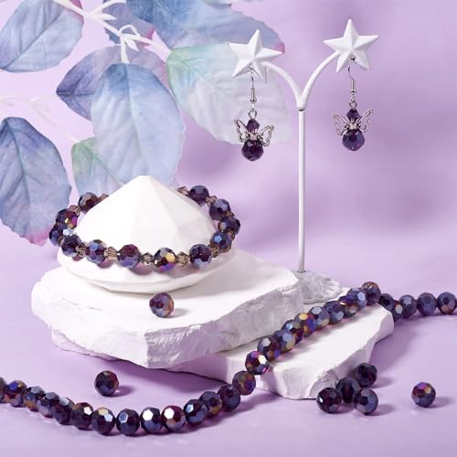 4 onderdelen Donker paars Facet glazen kralen 10mm Ronde Transparant kristal glazen kralen Spacer kralen dikke kralen Bulk voor DIY armband ketting sieraden maken