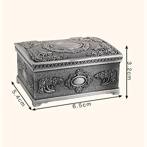 Vintage rechthoekige Metalen sieraden doos, kleine sieraden opslagdoos, geschikt voor ringen, oorbellen, ketting, Treasure Chest opslagdoos, antieke sieraden memorial geschenkdoos voor meisjes en vrouwen