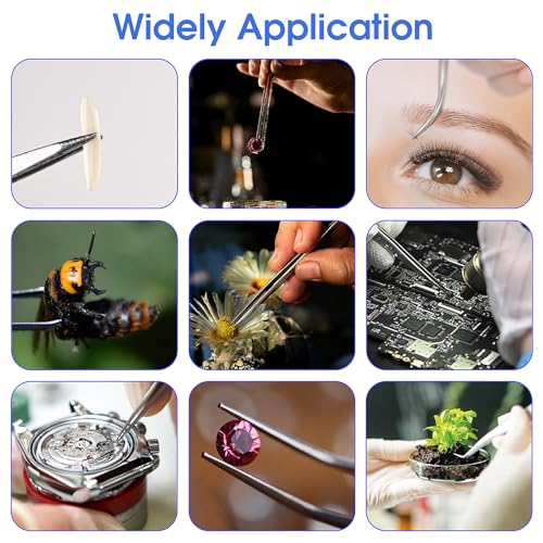 Verpakking van 2 Non-Slip gebogen Tweezers Blunt Tweezers 5.5 Inch roestvrij staal non-slip rechte Tweezers met gebogen gekartelde Rand Gebogen Tweezers voor laboratoriumwerk Waterdieren 4