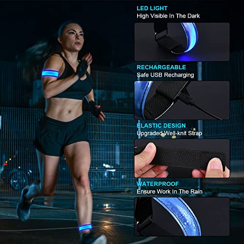 Oplaadbare LED Armband, Reflective LED licht armband met USB, LED armbanden, licht bandje, veiligheidslamp, Unisex voor Nachtrennen, Joggen en Outdoor Sporten 5