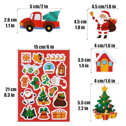 16 vellen kerststickers, stickers voor kinderen, decoratie, geschenkdoos, scrapbooking, kerstkaart, inrichting, cadeau voor kerstfeest