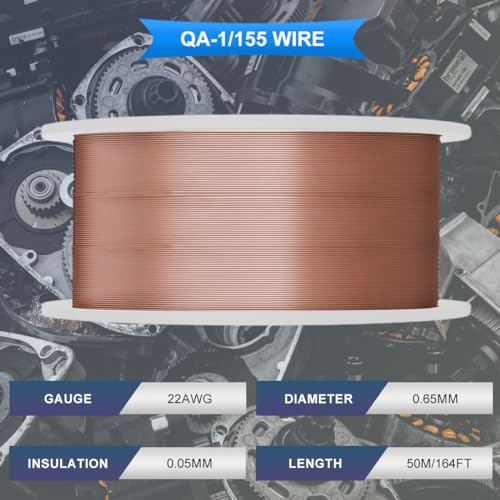 22AWG Magnetische draad 0,65mm Diameter Geëmailleerd koperdraad 150g 50m 0,05mm Geïsoleerd 155°C hittebestendig winddraad voor motortransformatoren met 10mm hoog