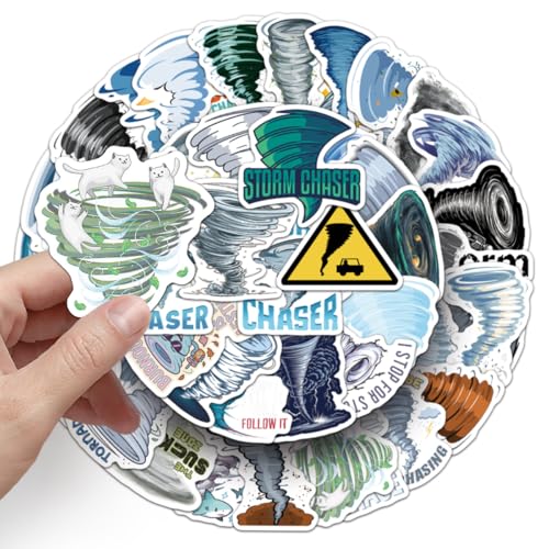 Tornado Stickers voor jongeren en volwassenen, 50 stuks, Tornado vinyl stickerset, auto, motorfiets, fiets, skateboard, snowboard, bagage, laptop, koffer, helm, motorfiets, computer