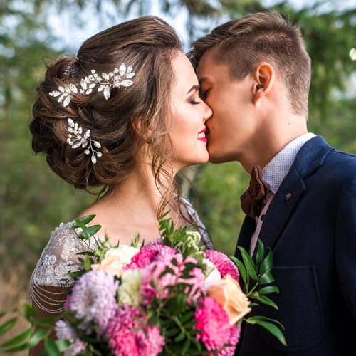 5 st bruiloft Rhinestone haarspelden, Crystal bruid haar accessoires zilveren bloem parel haar sieraden Franse bruids haar clips voor vrouwen meisjes updo verjaardag bruidsmeisjes 3