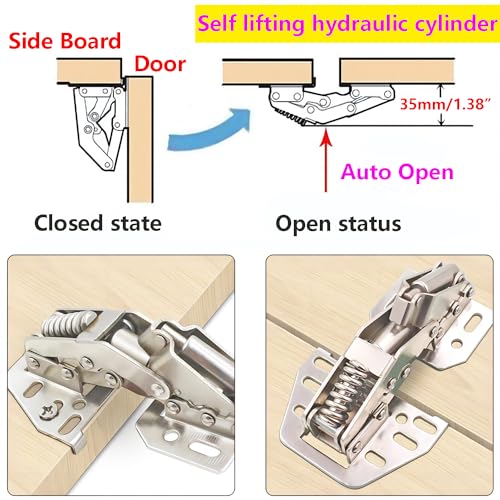 2 stk kast deksel ondersteuning scharnieren, deksel verblijf lift buffer scharnier, zware plicht vouw scharnieren, ondersteuning tot 25 kg, scharnieren voor kast, boekenplanken, karavanen 4