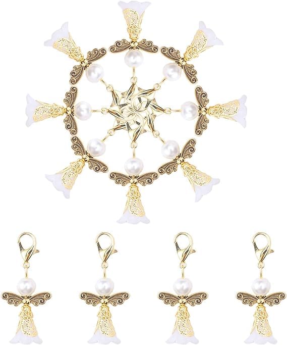 Gast Cadeaus Doop Bruiloft Guardian Angel Keychain Lucky Charm Horseshoe Cadeaus Communie Party Souvenir (A-Gold) 5