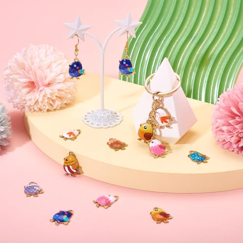 32 st. Chick Emaill Bedels voor sieraden het maken van kip kleurrijke bengel bedeltjes Legering Paas hangers Bulk voor ketting DIY armband oorbellen ambachtelijke accessoire, metaal metaal, metalen email, Nee