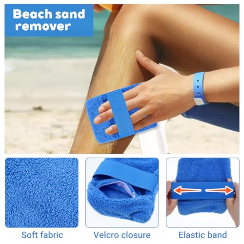 Zand Verwijderaar, 2 stuks, Strand Verwijderaar, 2 maten, Zand Verwijdering Handschoenen, Strand Zandreiniger voor Strand Vakantie, Camping, Utensils (Grijs, Blauw) 3