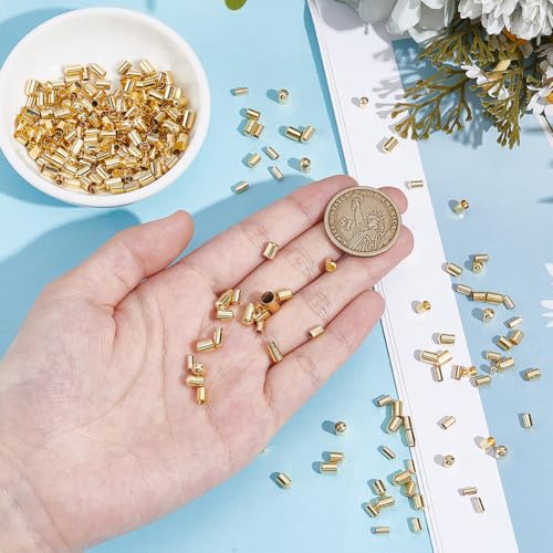 4 maten 160 stuks Messing Cord Caps voor koorden, ketting, armbanden, oorbellen, sieraden maken, 2.5/3/3.5/4 mm, goud 3
