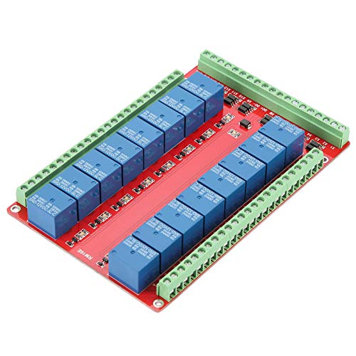Relay Card, 16 Channel Relay Module Interface Card High Low Level Trigger DC 5/12/24V Veel kanaal Interface Card Relay Module(DC12V)