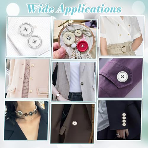 20 stuks 4 maten 4-gaats zinklegering knoppen, platte ronde metalen naaiknop voor pak shirts jassen kleding decoratie ambacht, platina, diameter: 10-22,5 mm 5