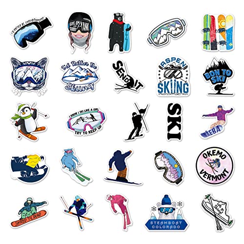 Skiën Stickers Set Stickers Kinderen Tieners 50 st Waterdicht Vinyl Decals Laptop Skateboard Kofferhelm Autofiets mobiele telefoon Motorrijwiel Scrapbook Dagboekmokken 3