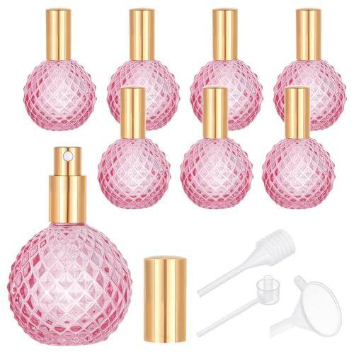 8 sets 100 ml lege glazen parfumflessen, retro navulbare parfumspuitflessen kit met trechter drumplomp hoofd lichtvioletrode inrichting reisflessen voor geurvloeistoffen karaffen