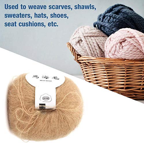 Wol garen voor breien, zacht mohair breien Angora lange wol garen DIY sjaal gehaakt garen geleverd (met een haak) khaki 3