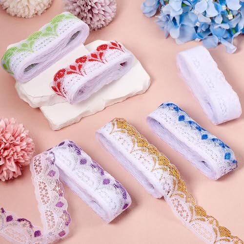 30 Yards Flower Lace Trim Ribbons 6 Kleuren 30mm Brede Etnische Style Polyester Golf Trim Assorted Lace Trim voor Naaien Project Geschenk Gewikkeld Party Decor 3