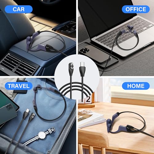 Magnetische USB-oplaadkabel, 3,3 m, Pack van 2 vervangingskabel voor Nashokz hoofdtelefoon, Compatibel met Shokz Aeropex, OpenRun, OpenRun Pro, Open Mini uitvoeren 5