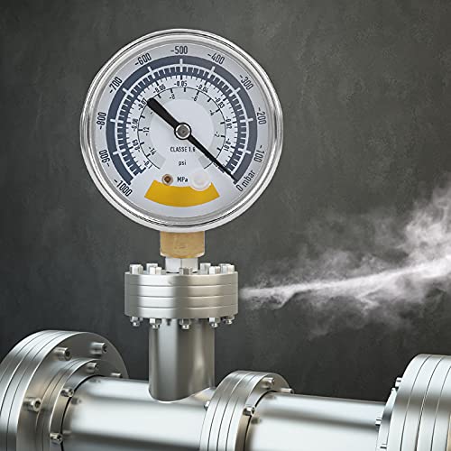 Drukmeter, 304 Roestvrij staal Nauwkeurige luchtmeter voor Vacuümpomp 0~-14psi G1/4 inch connector voor het meten van thuiswatermeters 4