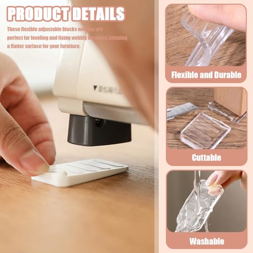 14 st Meubilair Verdieping Shims 50mm Plastic Duidelijke Tafel Shims Niveaus Flexibele Verstelbare Blokken Wedges voor Uneven Vloeren Desks Deuren Kasten Verdieping en bevestiging Wiebbly 4