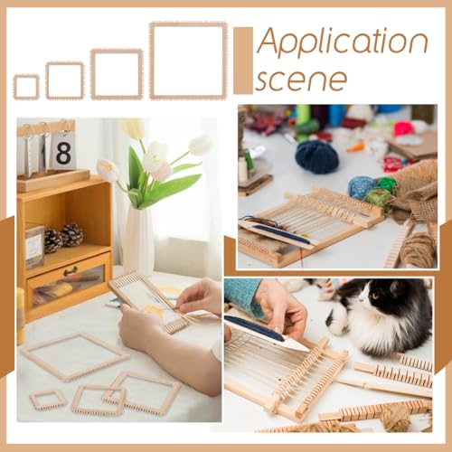 4 st. 4 maten Houten Loomset, Vierkante Breigereedschappen voor beginners, volwassenen, Weven en Weven Lovers, 5/7.6/10/15cm 5
