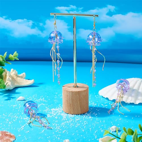 Kwallen van glas Wind Chime Dangle Charms met gebogen Drop Bar Charms Tassel Kettingen Ocean Theme Dangle oorbellen voor DIY oorbellen sieraden hangende decor, glas