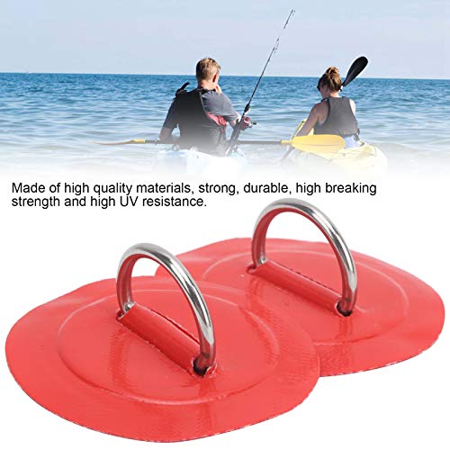 2 stuks Marine Vaste Buckle Paddle Board D-Ring Kajak D-Ring Pad Opblaasbare boot D-Ring Patch met Bungee Cord voor Marine Kayak(Red) 5