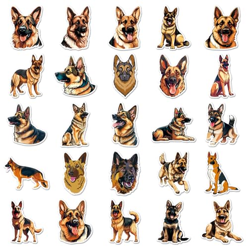 Duitse herder hond Sticker Set Stickers Kinderen tieners 50 stuks dieren waterdicht Vinyl Stickers Laptop Skateboard Koffer Helm Auto Fiets mobiele telefoon Motorrijwiel Bike Scrapbook Cadeau