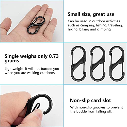 Sleutelhanger Clip, Carabiner Keychain Clip, 20 stuks S Carabiner Keychain, Dubbele lente opening Carabiner Dubbele lente Keychain, Black Buckle Carabiner voor 3