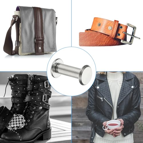 24 Sets Chicago Schroeven, 5x15mm(DxH) Chicago Schroeft Phillips Bindende Post Schroef Bolts Lederen Rivets 304 Roestvrij staal voor lederen riem Scrapbook Fotoalbums, Zilver 5