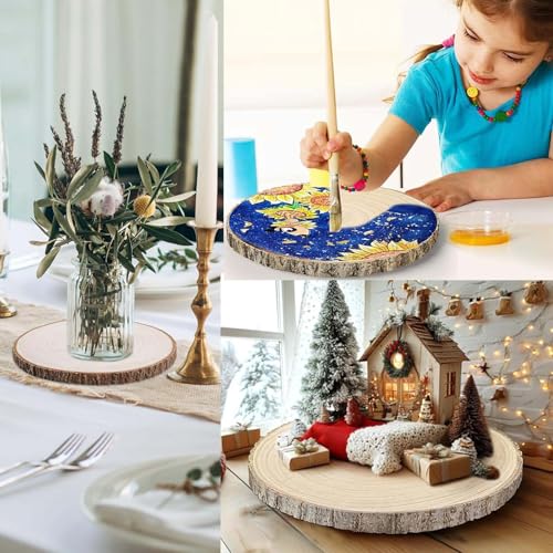 30-34 cm Houten schijven 2 stuks Boomschijven rond voor ambachten Paulownia houten schijven voor tafel decoratie, houten decoratie, kaarsplank, decoratieplaat (30-34 cm/2 stukken) 4