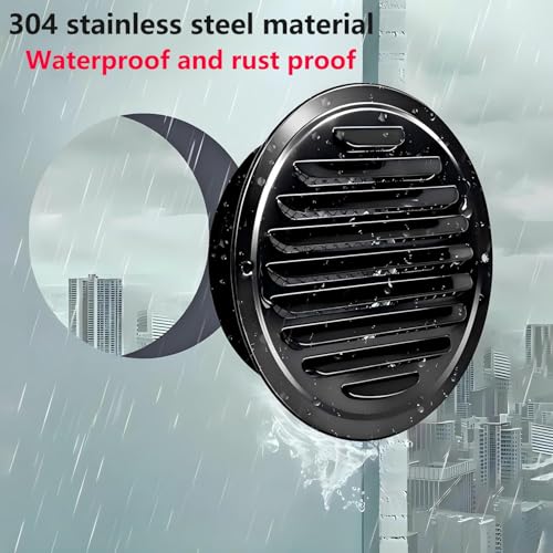 1PCS Wall Grille Grille, 100mm luchtventilatie Duct Cover, 304 roestvrij staal, ronde wandventilatie Outlet met Insect Mesh, Air Vent Grille Cover, zwart 5