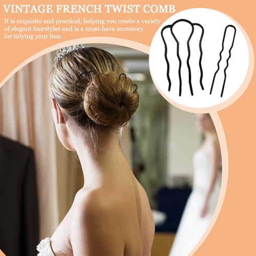 12 st. Metalen Hair Fork Clips Side Combs Vintage Franse Twist Comb Mesy Updo Buns Haarspeld U Shape Hairpin Styling Tool Accessoires voor vrouwen Meisjes Alle Haartypes (Zwart) 4