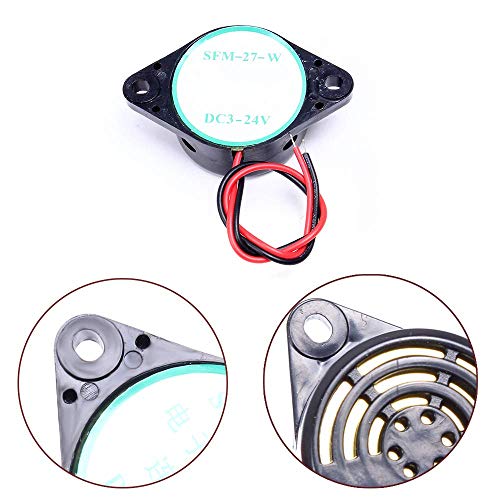 DC 3-24V Elektronische Buzzer Alarm Geluid, Continu geluid, Lange Beep (5 PCS) + 9V Block Plug Connection Cable 4