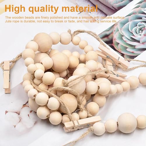 Fotoketting met klimmen, boho-stijl, fotoslinger voor verjaardag, met 12 clips, fototouw, met tuinen kralen, ophangideeën, voor het ophangen van ansichtkaarten, foto's, souvenirs 3