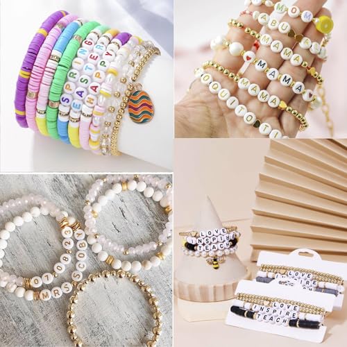 800st brief kralen voor armbanden doen het zelf kralen letter nummers kralen acryl ronde alfabet kralen voor armbanden en kleurrijke hart kralen voor sieraden DIY ambachten (cai) 5