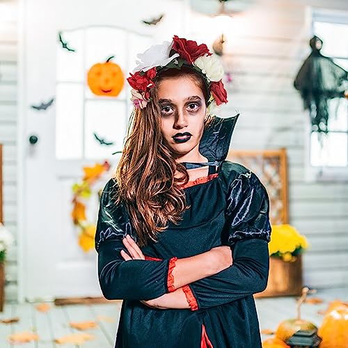 Vrouwen Halloween Rose Flower Headband Haarbanden Floral Headwear Leaf Hair Hoops Party Headdress Decoratie voor meisjes, Type 8 4