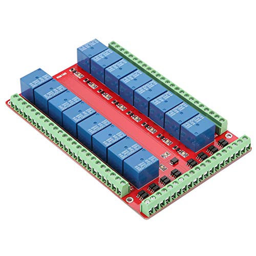 Relay Card, 16 Channel Relay Module Interface Card High Low Level Trigger DC 5/12/24V Veel kanaal Interface Card Relay Module(DC12V) 3