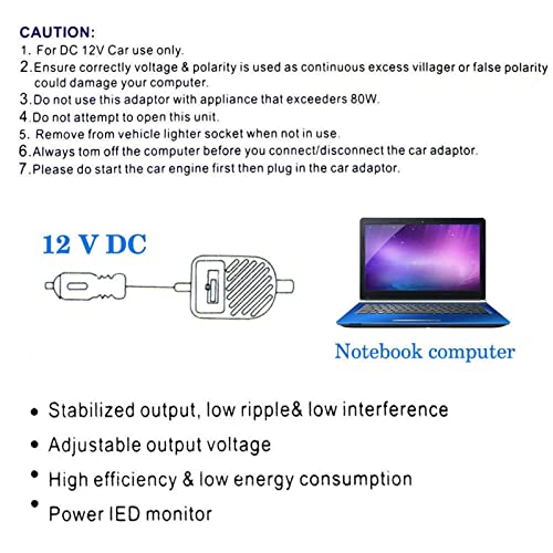 Opladers en adapters 80W DC autolader 15-24V Power Adapter Kit voor Laptop en Notebook, zwart 5