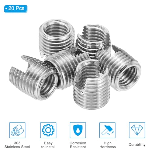 Zelftappende draad invoegen, 20 st M10 x M14 x 15 mm draad invoegen 303 Roestvrij stalen draadadapter Reducer Slotted Schroef Reparatie Invoegsels 3