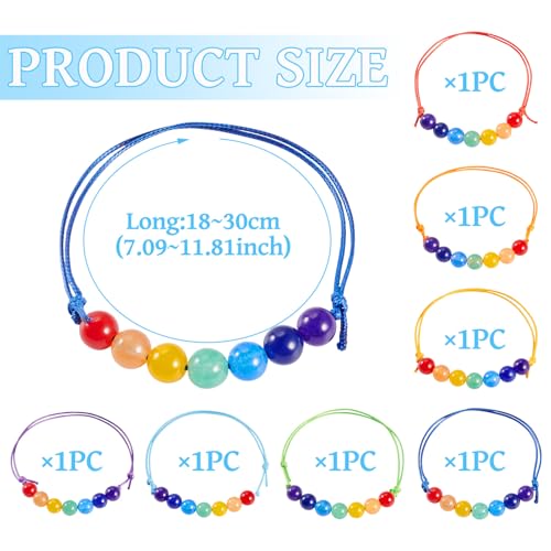 7Stuks Imitatie 7 Chakra Armbanden voor Vrouwen Genezing Maleisië Jade kralen Bangle Verstelbare natuurlijke edelsteen sieraden voor geschenken Moederdag Valentijn, 7.1-11,8 inch lang, Maleisië, Maleisië 4