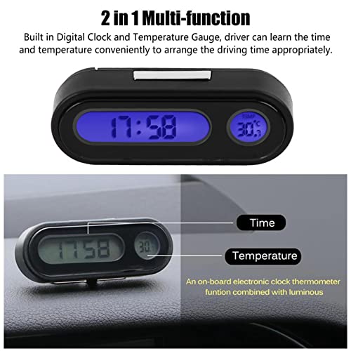 Auto binnenthermometer, 2 in 1 auto voertuig interieur Mini elektronische horloge LED digitale klokthermometer Voltmeter 3