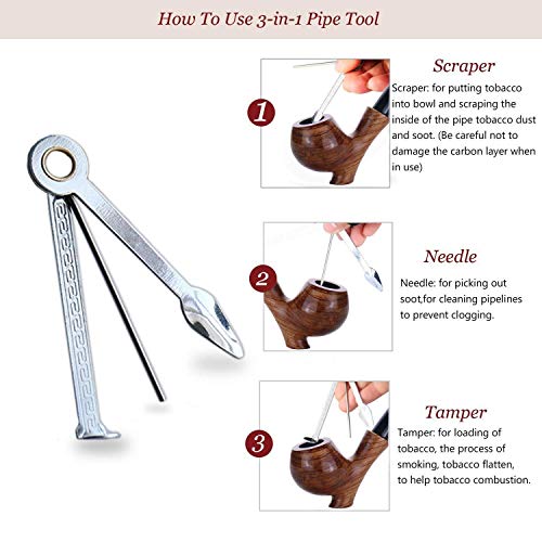 Houten tabakspijpset, 8-in-1 tabakspijp, handgemaakte klassieke fijne houten pijp voor beginners en gevorderden 3