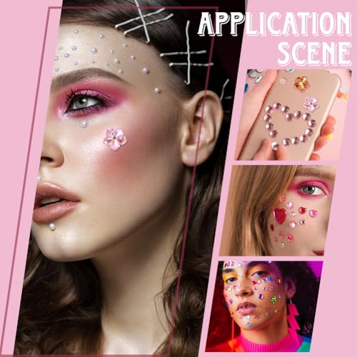 448 stuks edelstenen stickers, 16 vellen 3D acryl edelsteen stickers bloem strass stickers glanzende zelfklevende stok op steentjes voor album scrapbooking nuttigen make-up versieringen 5